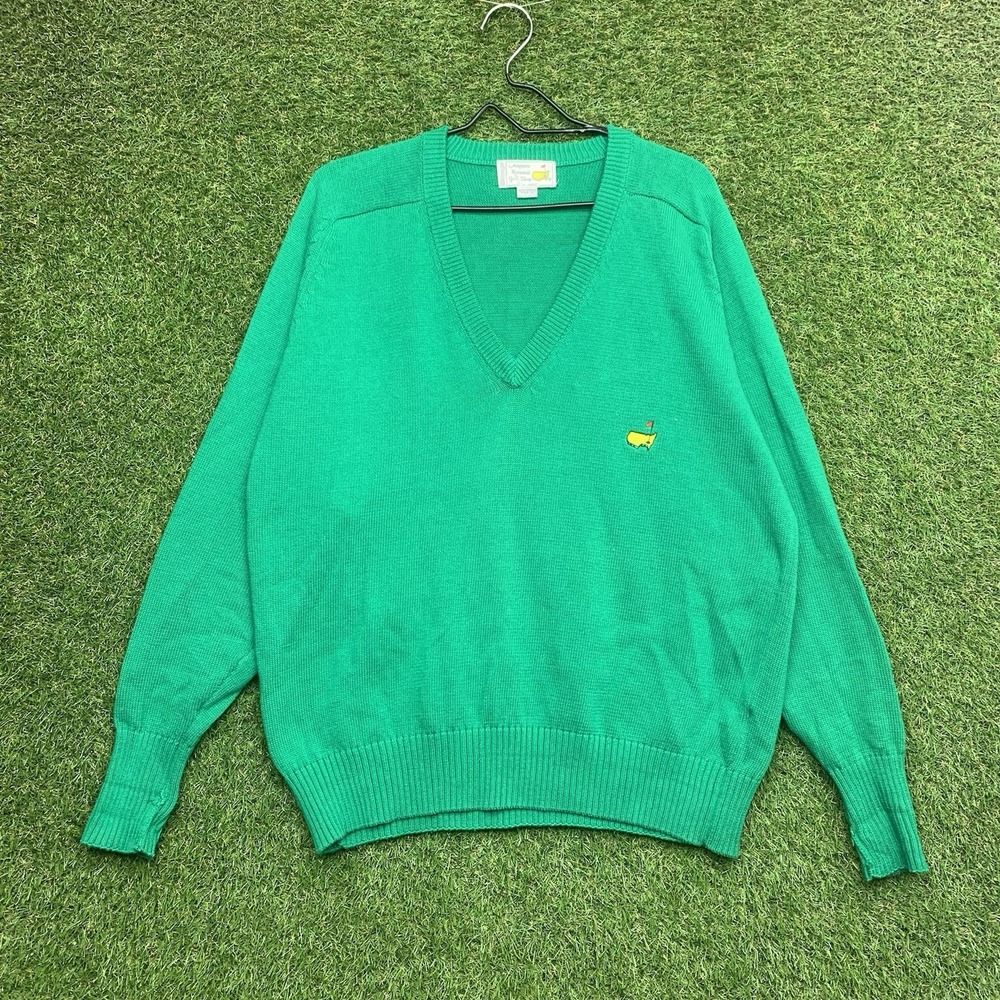Vintage Masters Golf Sweater Mens XL Slazenger Natl Golf Shop Dad Retro V Neck